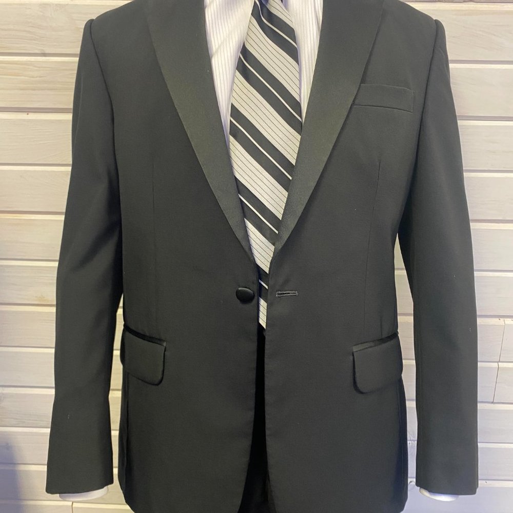 Men's Jean Ives Black Tuxedo Single Button Jacket -Weddings Affordable Tux-Prom - Picture 3 of 10